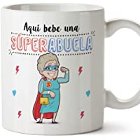 MUGFFINS Taza Abuela - Aquí Bebe una Super Abuela - La Mejor Taza Desayuno del Mundo - Taza Desayuno-Idea Regalo…